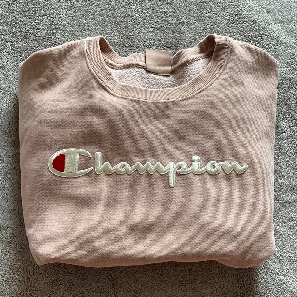 blush pink champion crewneck